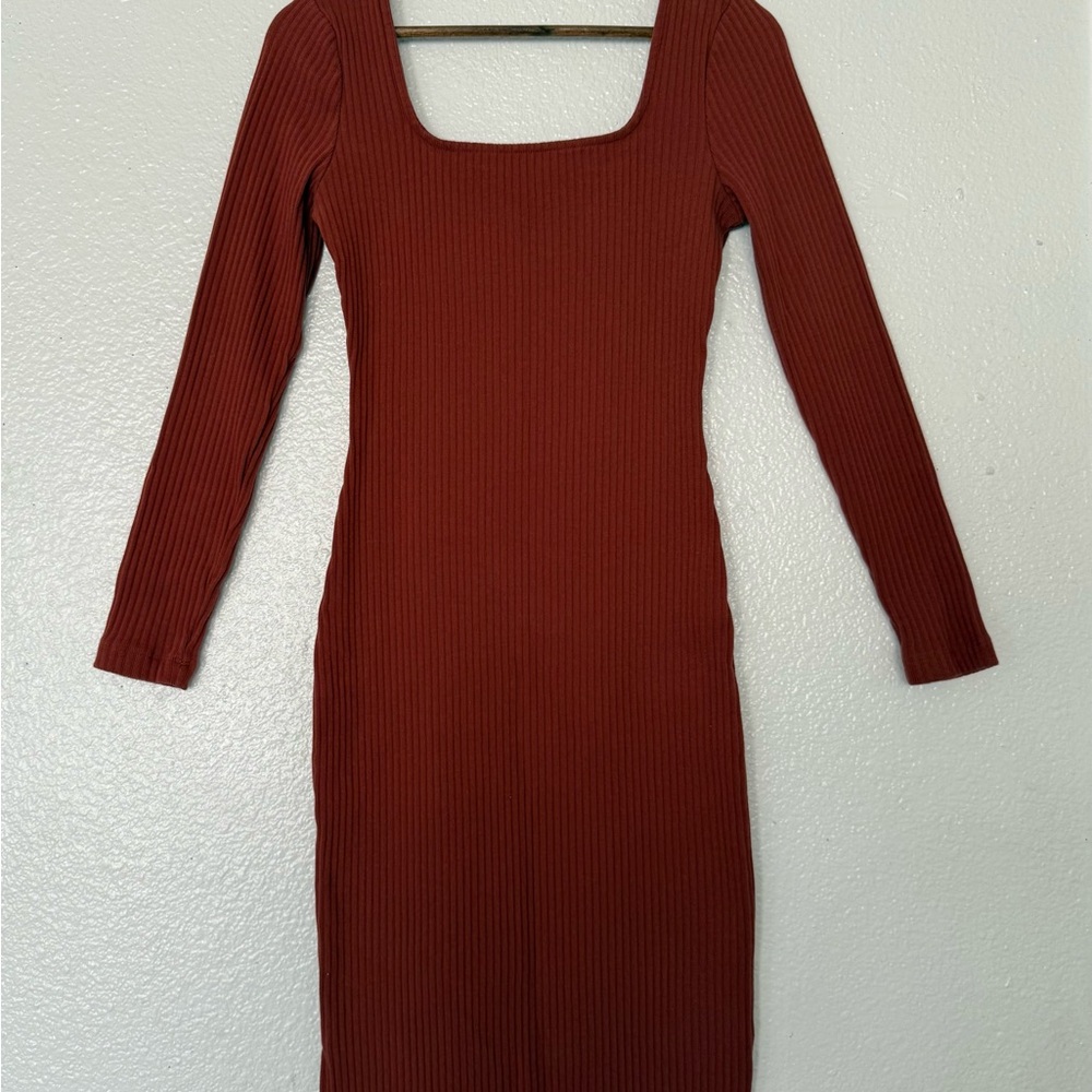 Lee Women’s Elegant Rust Long Sleeve Dress size S Cotton